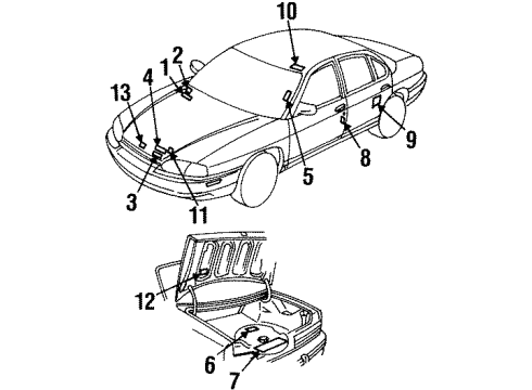 1993 Pontiac Grand Am Label Diagram for 22570285