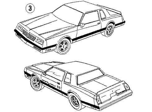 1986 Chevy Monte Carlo Stripe Tape, Black, Rear Passenger Side Diagram for 20501581