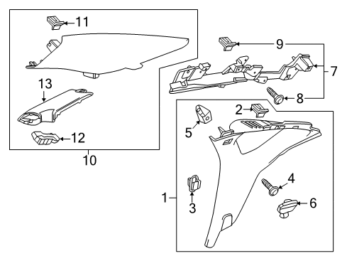 2017 Chevy Impala Interior Trim - Quarter Panels Diagram