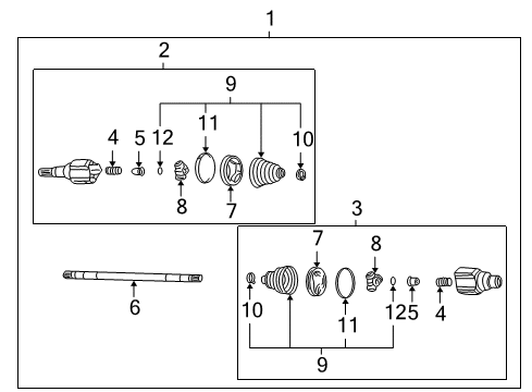 2002 Pontiac Montana Drive Axles - Rear Diagram