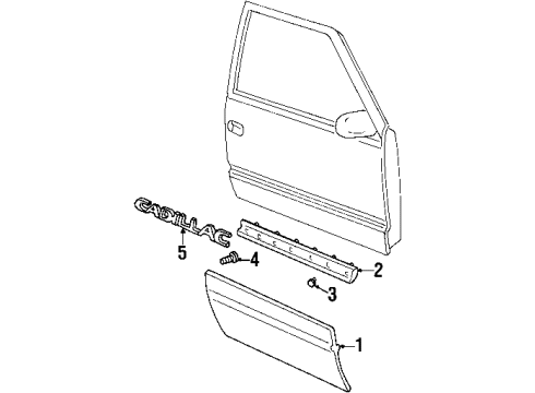 1999 Cadillac Escalade Exterior Trim - Front Door Diagram