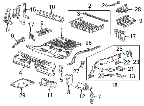 2019 Cadillac CTS Rail End Lower Extension, Rear Passenger Side Diagram for 22810648