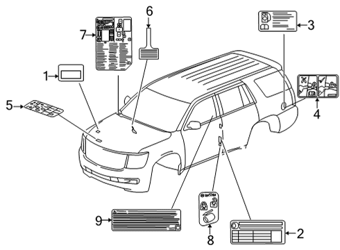 2021 Cadillac Escalade ESV A/C Label Diagram for 84776096