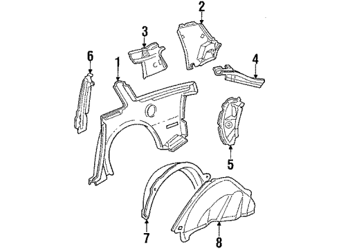 1989 Pontiac 6000 Inner Panel Reinforcement, Rear Passenger Side Diagram for 10120786