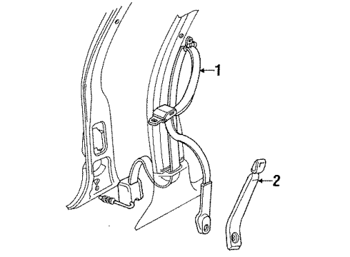 1988 Chevy Beretta Buckle, Driver Side Diagram for 12391400