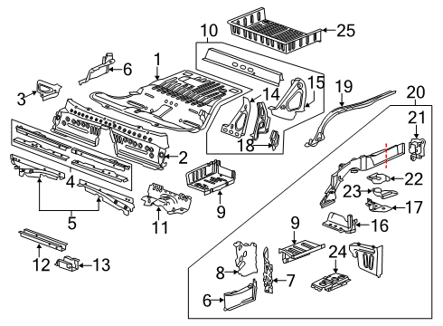 2023 Chevy Camaro Floor Extension, Rear Passenger Side Diagram for 84573992