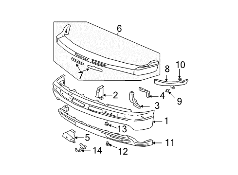 2006 Chevy Suburban 2500 Bumper & Components - Front Diagram