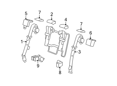 2011 Chevy Suburban 2500 Rear Seat Belts Diagram 3 - Thumbnail