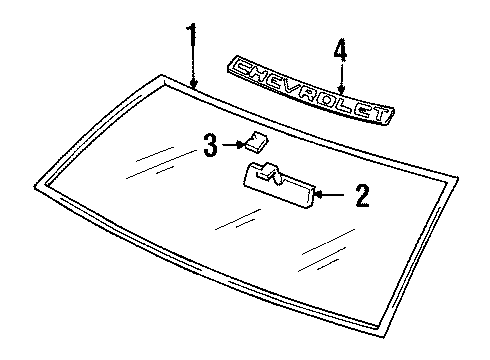 1991 Chevy C2500 Glass - Windshield Diagram