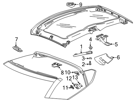 2025 Chevy Corvette Removable Top Latch & Hardware Diagram 2 - Thumbnail
