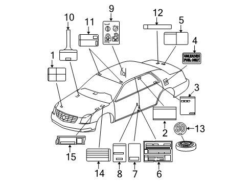 2011 Cadillac DTS Info Label Diagram for 15812668