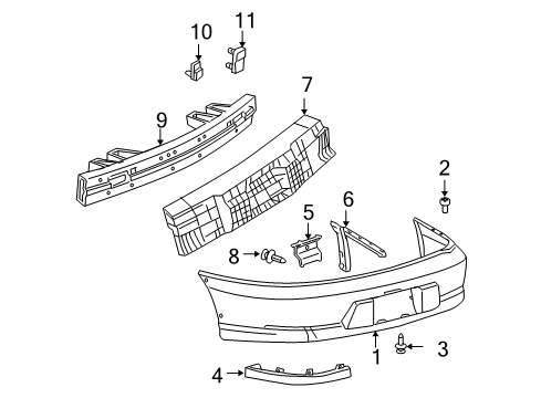 2000 Chevy Cavalier Bumper & Components - Rear Diagram 2 - Thumbnail