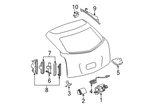 2013 Cadillac SRX Lift Gate - Lock & Hardware Diagram