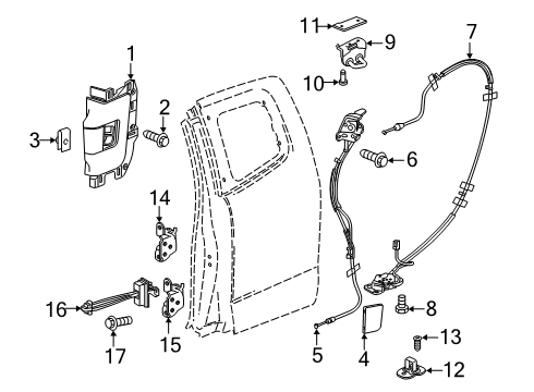 2019 Chevy Colorado Rear Door - Lock & Hardware Diagram