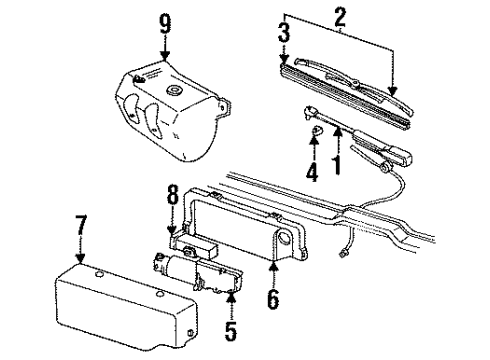 1992 Chevy Blazer Rear Wiper Components Diagram