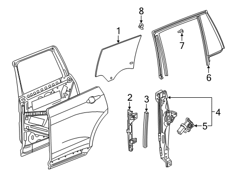 2020 Cadillac XT6 Window Motor, Driver Side Diagram for 23100275