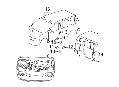 2005 Pontiac Montana Info Label, Passenger Side Diagram for 10312692