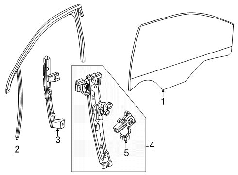 2025 GMC Terrain Weatherstrip, Front Door Window Diagram for 26513909