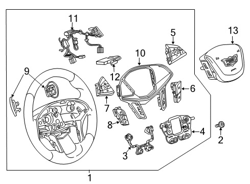 2024 Cadillac XT5 Steering Wheel & Trim Diagram