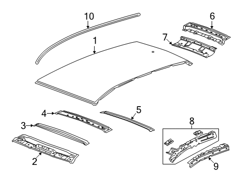 2009 Saturn Vue Roof Molding Diagram for 96660615