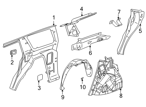 2003 Saturn Vue Wheelhouse Liner, Driver Side Diagram for 15828911