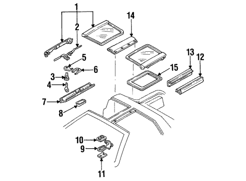 2000 Pontiac Firebird Glass & Hardware - Roof Diagram