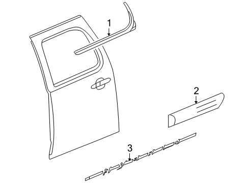 2012 Chevy Silverado 1500 Body Side Molding, Rear Passenger Side Diagram for 20816996