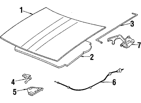 1987 Chevy Cavalier Hood & Components Diagram