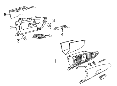 2015 Chevy SS Glove Box Frame Diagram for 92268759