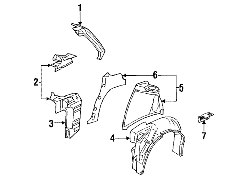1995 Saturn SL2 Inner Components - Quarter Panel Diagram