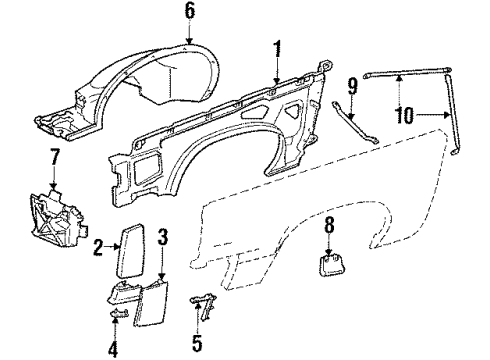 1985 Cadillac Eldorado Inner Components - Fender Diagram