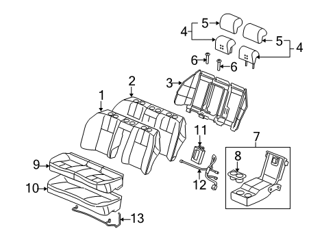 2008 Cadillac STS Rear Seat Components Diagram