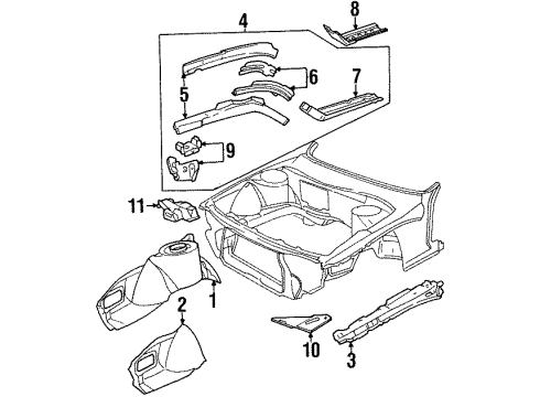 1993 Cadillac Allante Reinforcement, Driver Side Diagram for 3635837