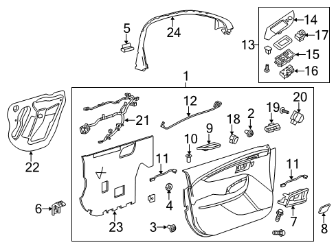 2015 Chevy Impala Interior Trim - Front Door Diagram