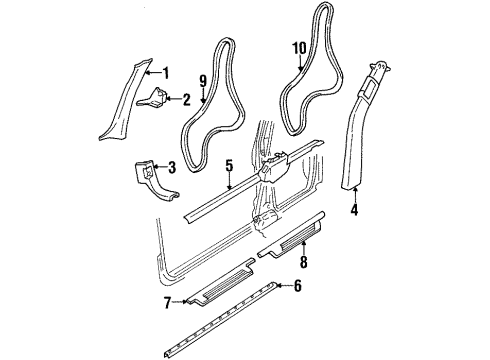 1998 Buick LeSabre Interior Trim - Pillars Diagram