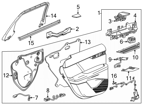 2025 Cadillac OPTIQ Interior Trim - Rear Door Diagram