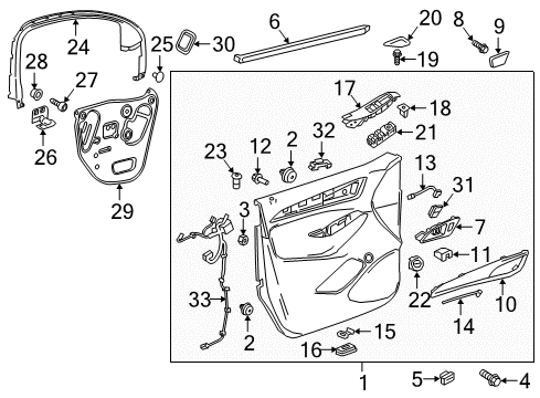 2021 Buick Enclave Lock Knob Bezel Diagram for 84411476