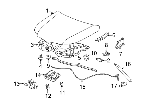 2006 Pontiac Torrent Hood Diagram for 89045399