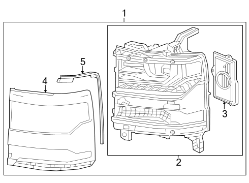 2017 Chevy Silverado 1500 Headlamp Assembly, Front Passenger Side Diagram for 84893095