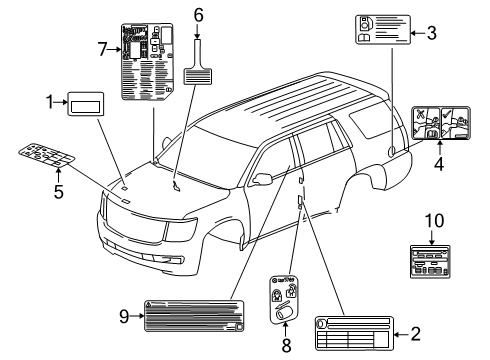 2024 Chevy Suburban Information Labels Diagram