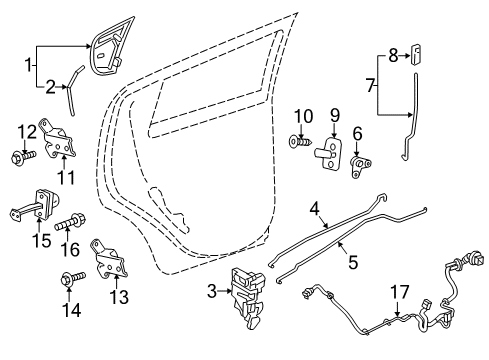 2022 Chevy Spark Rear Door - Lock & Hardware Diagram