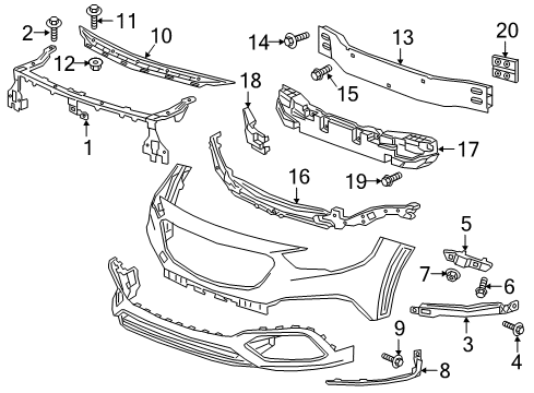 2018 Buick Regal TourX Bumper & Components - Front Diagram 2 - Thumbnail