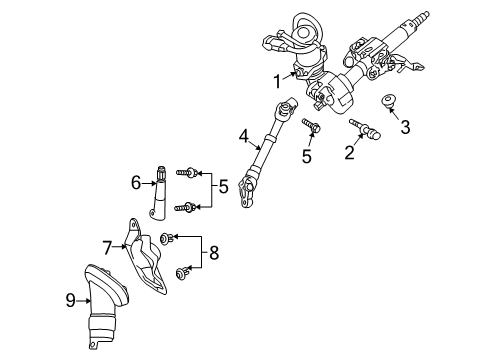 2009 Pontiac Vibe Steering Column Assembly Diagram