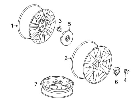 2014 Cadillac SRX Wheel Nut Diagram for 9598177