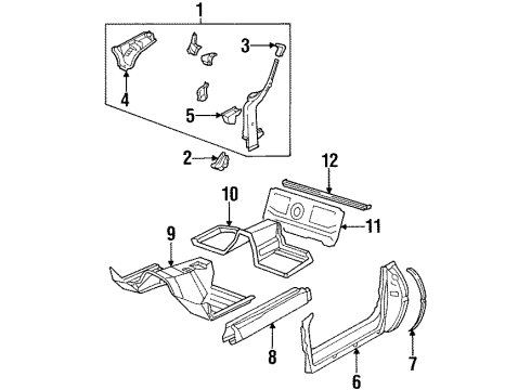 1985 Chevy Corvette Floor & Rails Diagram