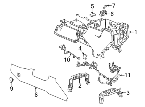 2022 GMC Sierra 2500 HD Console Assembly, Black, Front Lower Diagram for 85160974