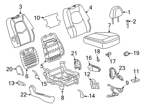 2008 Chevy HHR Seat Back Cover, Black, Passenger Side Diagram for 25972154