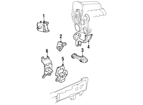 1995 Chevy Cavalier Engine & Trans Mounting Diagram 2 - Thumbnail