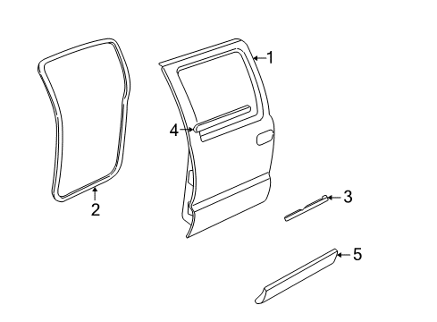 2004 Chevy S10 Exterior Trim - Rear Door Diagram