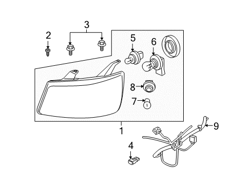 2007 Pontiac Torrent Headlamp Components Diagram